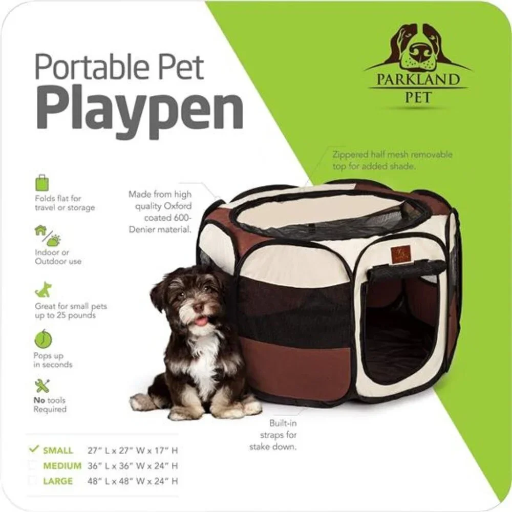 Portable Foldable Playpen Exercise Kennel DogsCats Indoor/Outdoor Removable Mesh